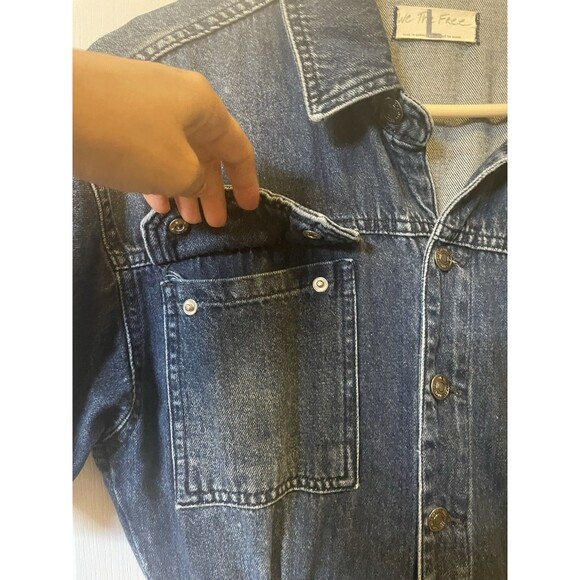 Free People We The Free Marci Denim Jumpsuit Coveralls Sz. Large - Picture 5 of 12